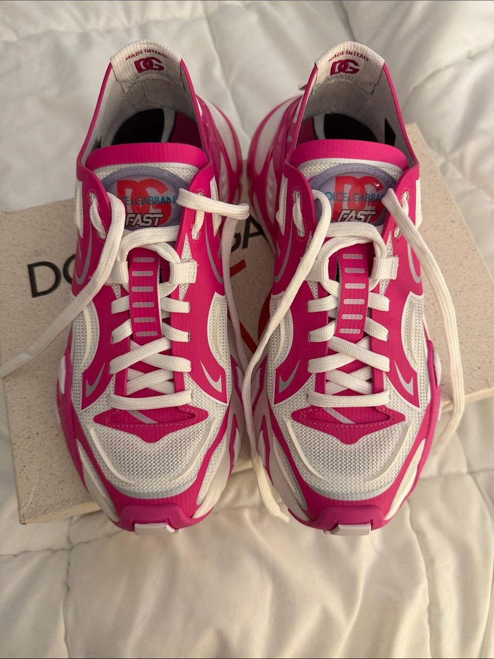 Dolce & Gabbana Hot Pink and White Women's Runner Sneakers - Picture 2 of 6